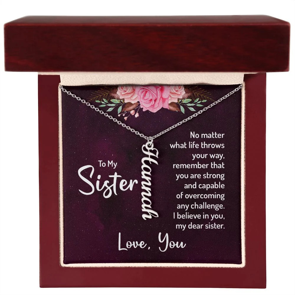No Matter What Personalized Silver Tone Vertical Name Necklace Custom Gift